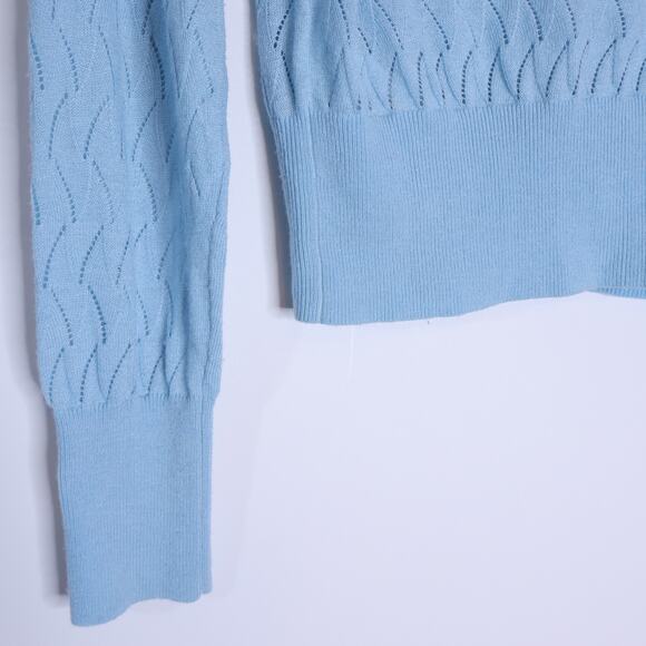 FRENCH CONNECTION Jessica Lace Stitch Cardigan Forget Me Not Blue Women's XS - Picture 7 of 9